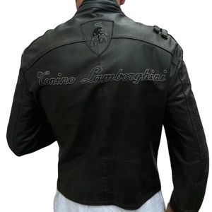 Lamborghini men Leather Jacket